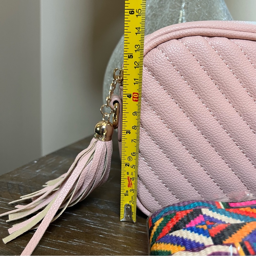 QUILTED Pale Pink Small Crossbody Clutch Purse Bag with 2 Straps Included NWOT - Picture 7 of 11